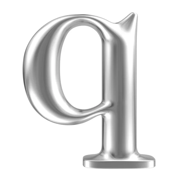 Aluminium font lorewcase letter q — Stock Photo, Image