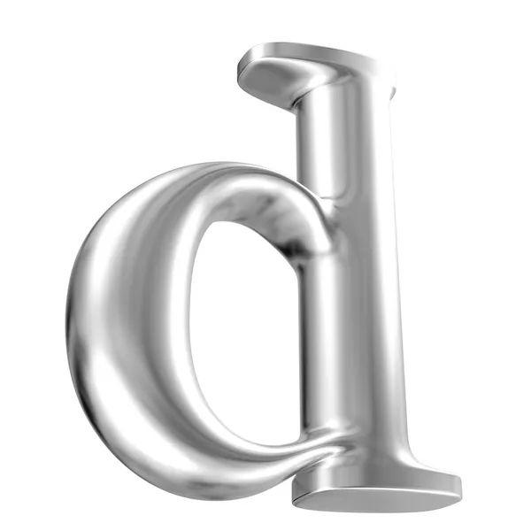 Aluminium font lorewcase letter d in perspective — Stock Photo, Image