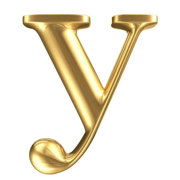 Golden matt lowercase letter y, jewellery font collection — Stock Photo, Image