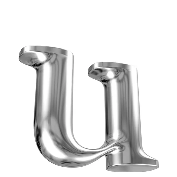 Metal lowercase letter u from chrome solid alphabet — Stock Photo, Image