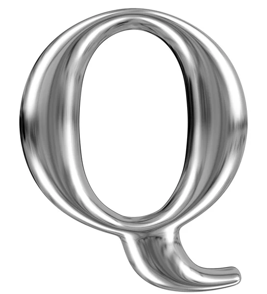 Carta de metal Q do alfabeto cromado sólido . — Fotografia de Stock