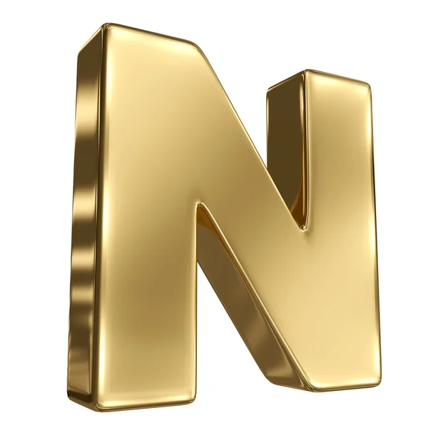 Letter N from gold solid alphabet — Stock Photo, Image