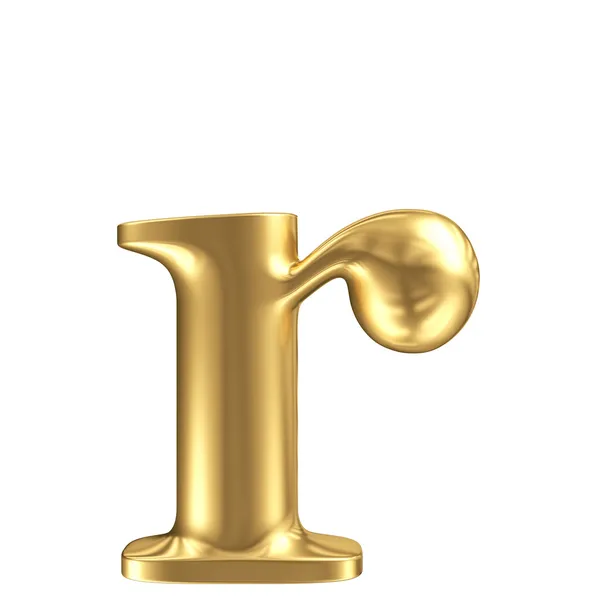 Golden matt lowercase letter r, jewellery font collection — Stock Photo, Image