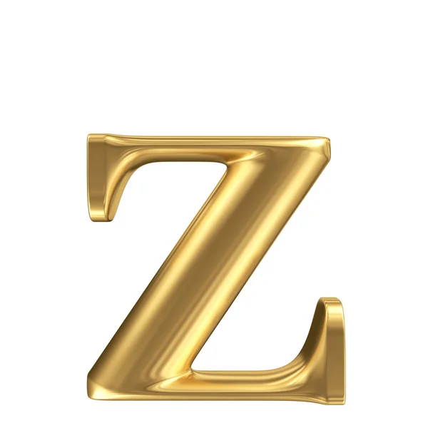 Golden matt lowercase letter z, jewellery font collection — Stock Photo, Image