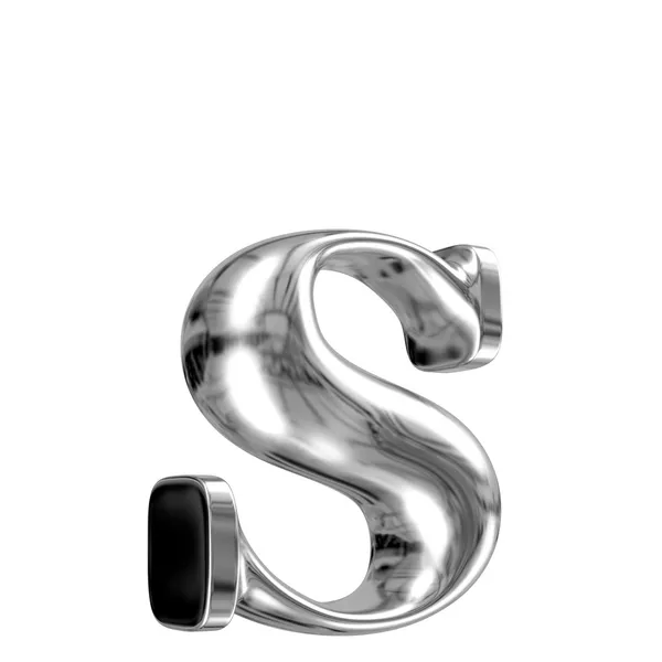 Metal lowercase letter s from chrome solid alphabet — Stock Photo, Image