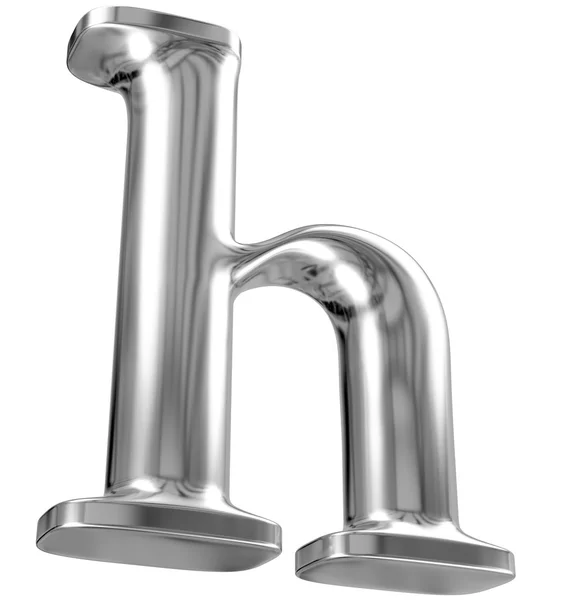 Metal lowercase letter h from chrome solid alphabet — Stock Photo, Image