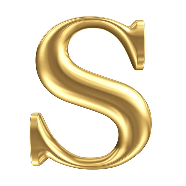 Golden matt letter S, jewellery font collection — Stock Photo, Image