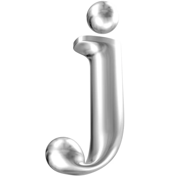 Aluminium font lorewcase letter j in perspective — Stock Photo, Image