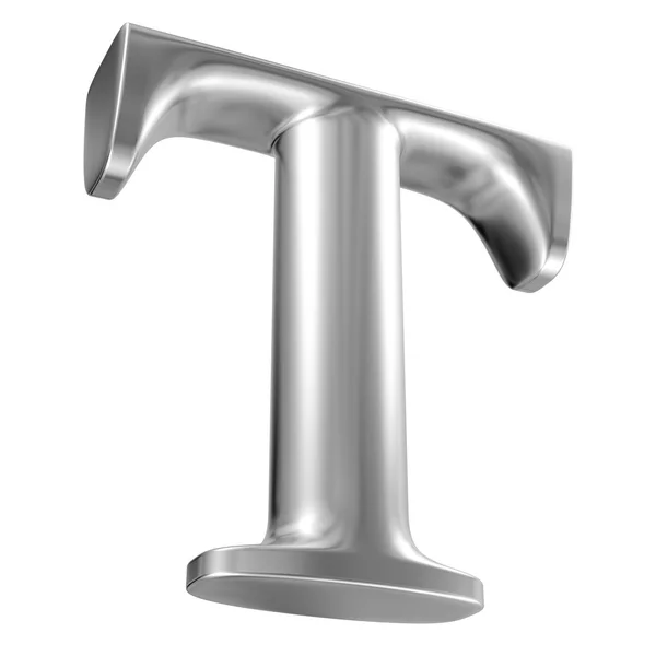 Aluminium font letter T in perspective — Stock Photo, Image