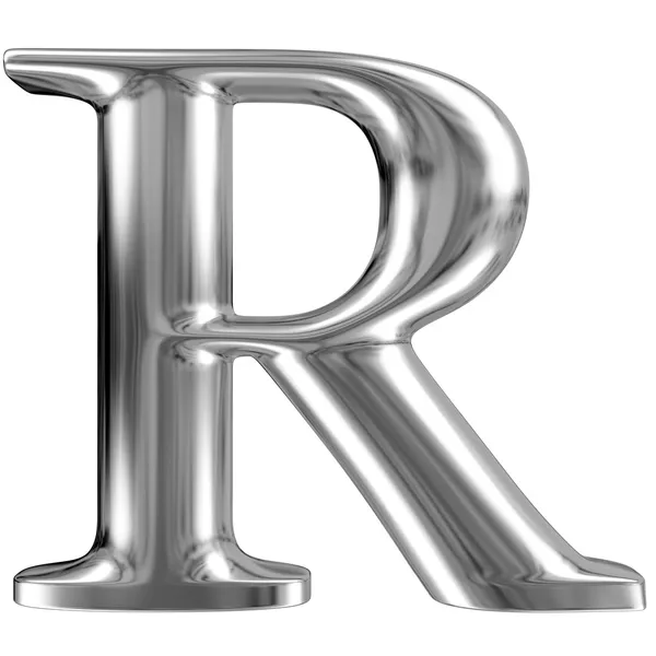 Metallbuchstabe r aus chromfestem Alphabet. — Stockfoto