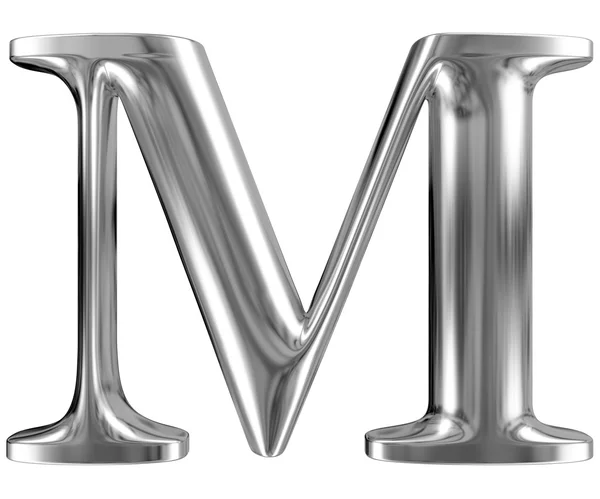 Металлическое письмо М из хромированного твердого алфавита . — стоковое фото
