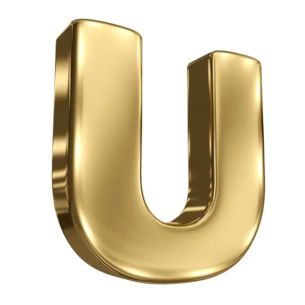 Letter U from gold solid alphabet — Stock fotografie