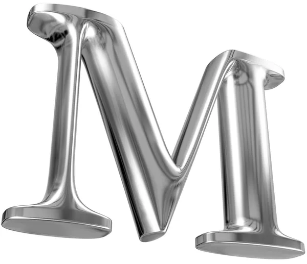 Metallbuchstabe m aus chromfestem Alphabet. — Stockfoto