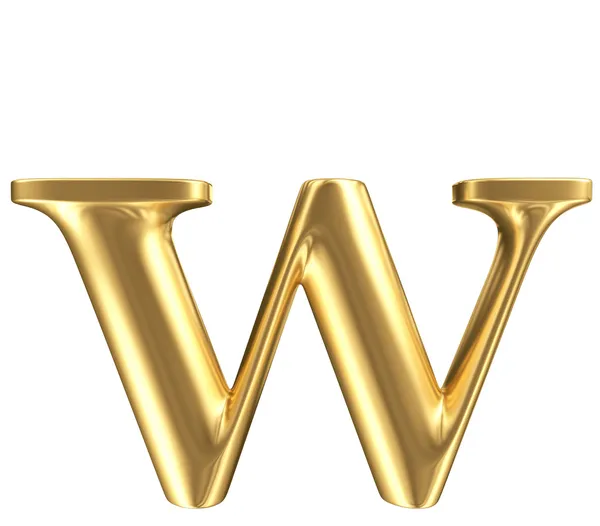 Golden matt lowercase letter w, jewellery font collection — Stock Photo, Image