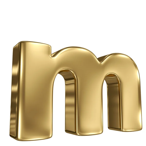 Letter m from gold solid alphabet — Stock Photo, Image