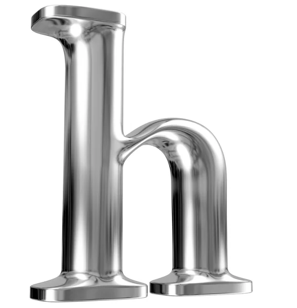 Metal lowercase letter h from chrome solid alphabet — Stock Photo, Image