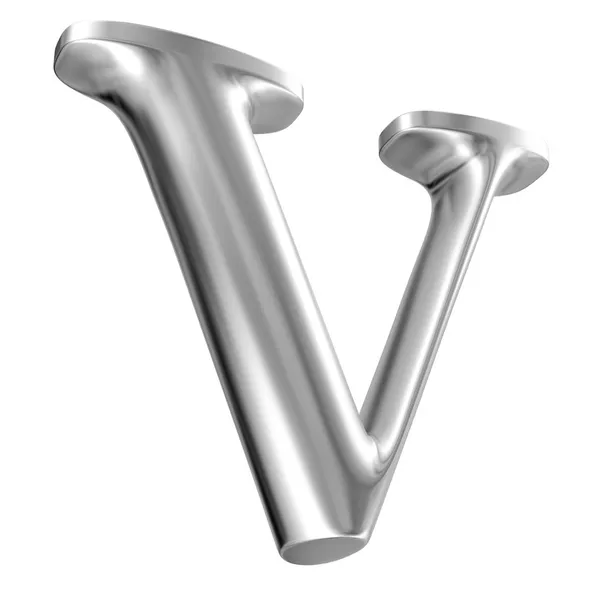 Aluminiowe czcionki litery v w perspektywie — Zdjęcie stockowe