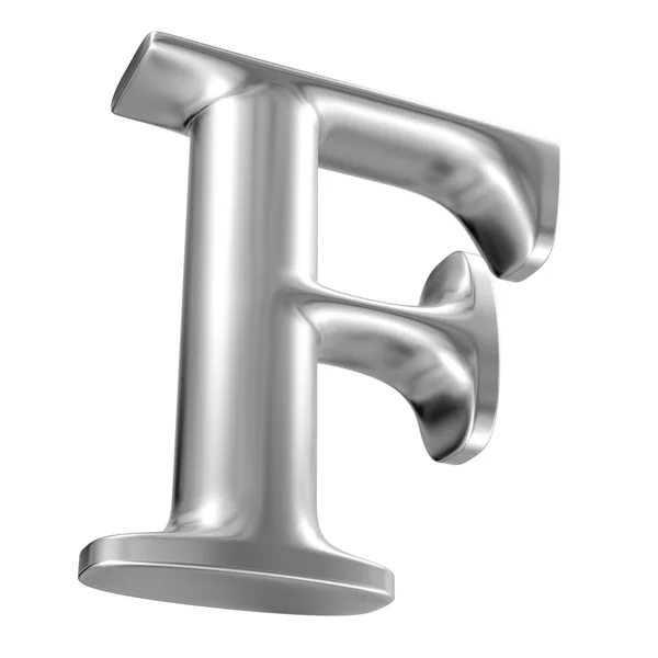 Aluminium lettertype alfabet f in perspectief — Stockfoto