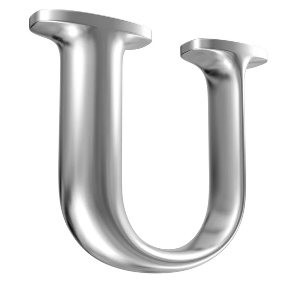 Aluminium font letter U in perspective — Stock Photo, Image