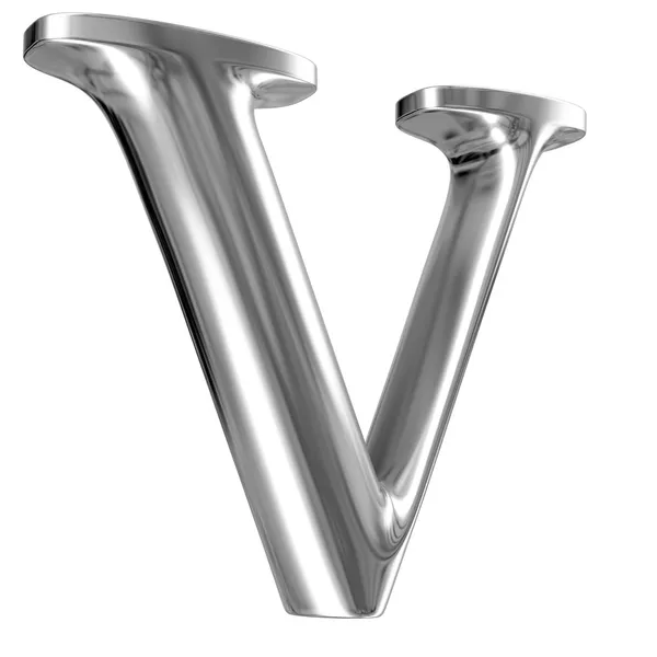 Metal Letter V from chrome solid alphabet. — Stock Photo, Image
