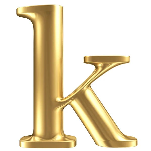 Golden matt lowercase letter k, jewellery font collection — Stock Photo, Image