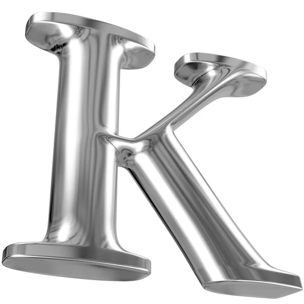 Metal Letter K from chrome solid alphabet. — Stock Photo, Image