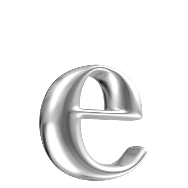 Aluminium font lorewcase letter e in perspective — Stock Photo, Image