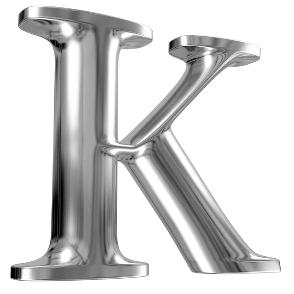 Metallbuchstabe k aus chromfestem Alphabet. — Stockfoto