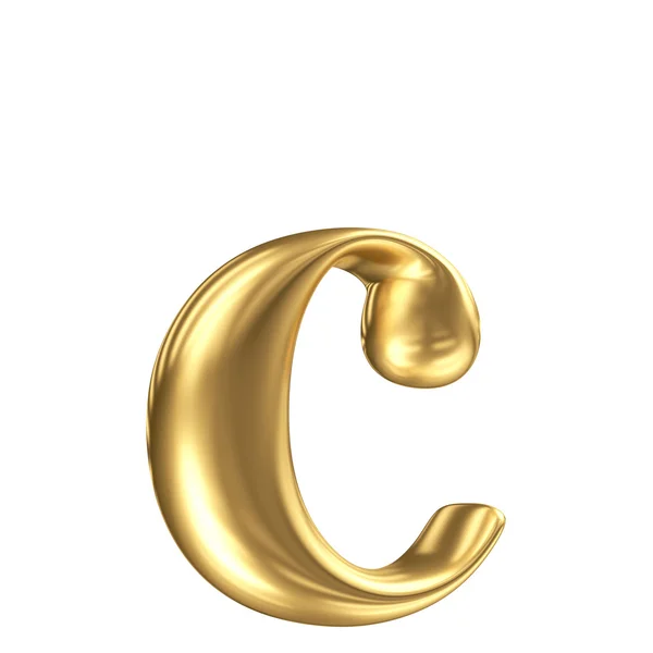 Golden matt letra minúscula c em perspectiva, coleção de fontes de jóias — Fotografia de Stock
