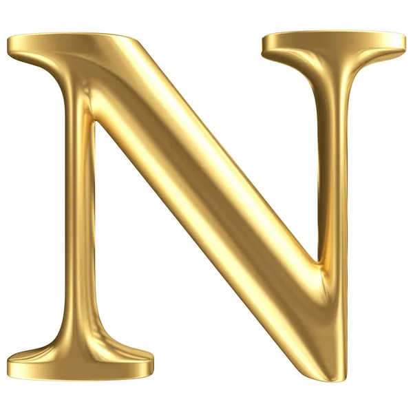 Golden matt letter N, jewellery font collection — Stock Photo, Image