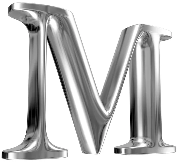 Carta de metal M do alfabeto cromado sólido . — Fotografia de Stock