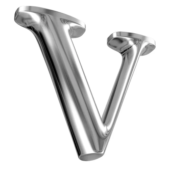 Carta de metal V do alfabeto cromado sólido . — Fotografia de Stock