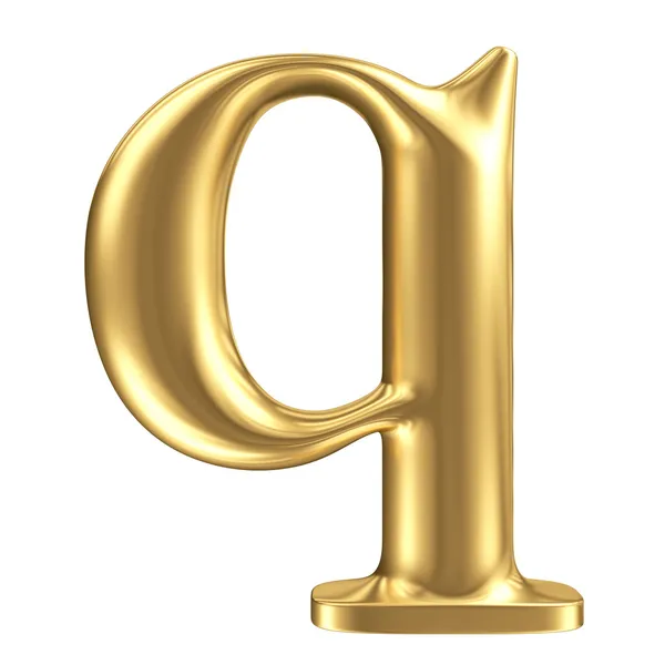 Golden matt lowercase letter q, jewellery font collection — Stock Photo, Image