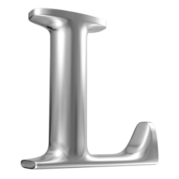 Алюмінієвий шрифт літери L в перспективі — стокове фото
