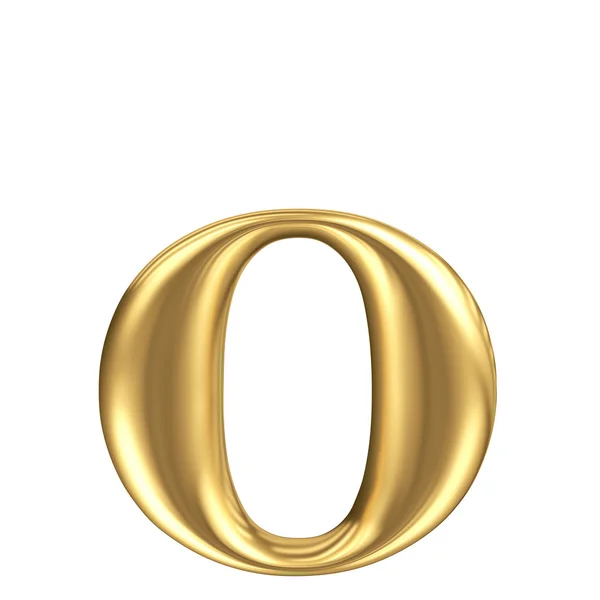 Golden matt lowercase letter o, jewellery font collection — Stock Photo, Image