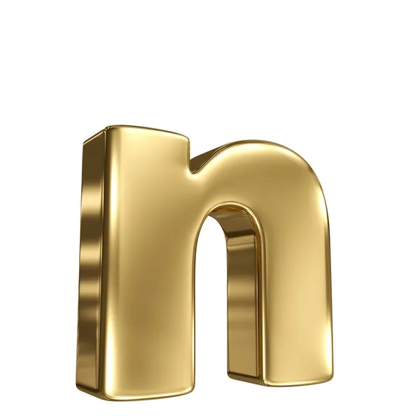 Letter n from gold solid alphabet — Stock Photo, Image