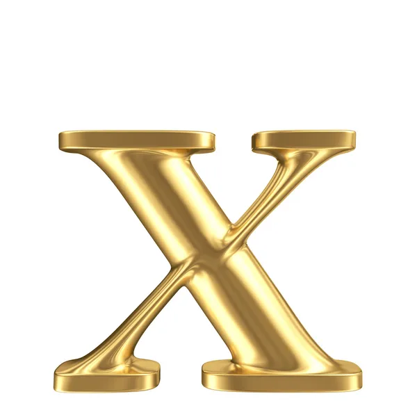Golden matt letra minúscula x, coleção de fontes de jóias — Fotografia de Stock