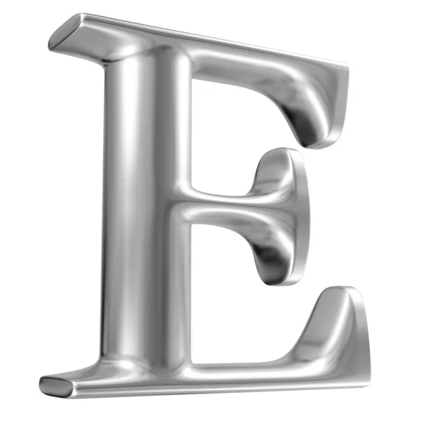 Alumínio letra de fonte E em perspectiva — Fotografia de Stock