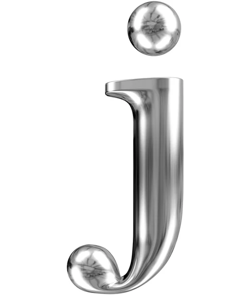 Aluminium font lorewcase letter j — Stock Photo, Image