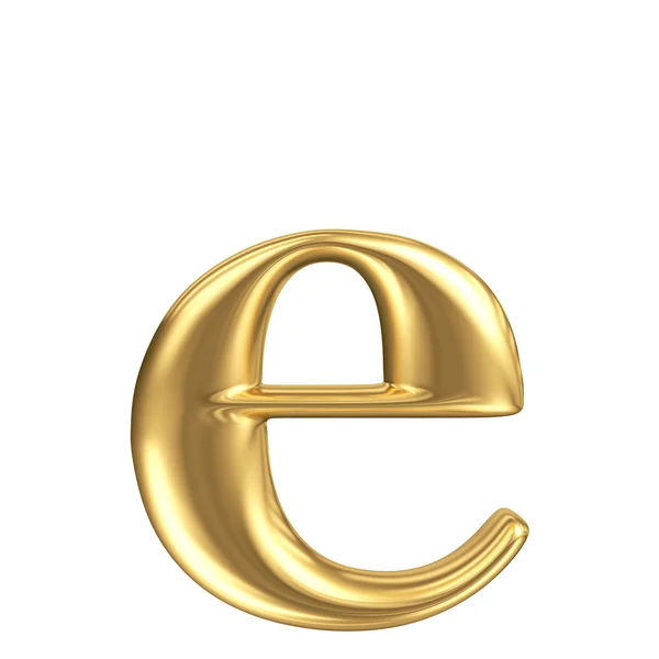 Golden mat lettre minuscule e, collection de polices de bijoux — Photo