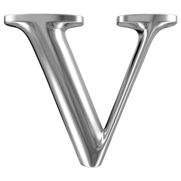 Carta de metal V do alfabeto cromado sólido . — Fotografia de Stock