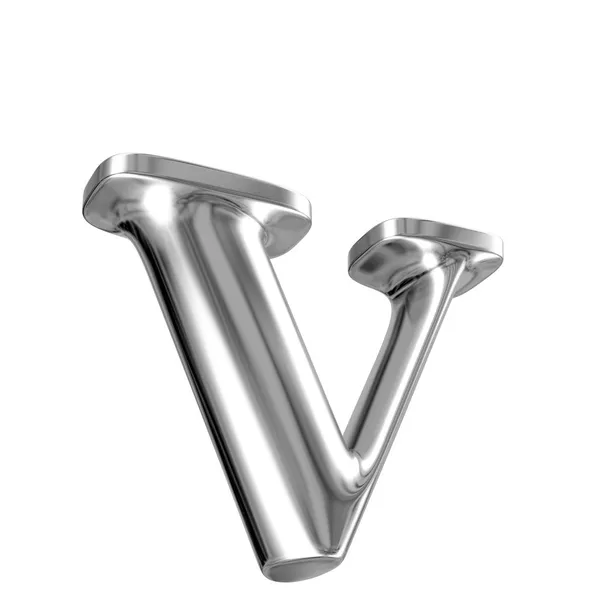金属クロム固体アルファベット小文字 v — ストック写真