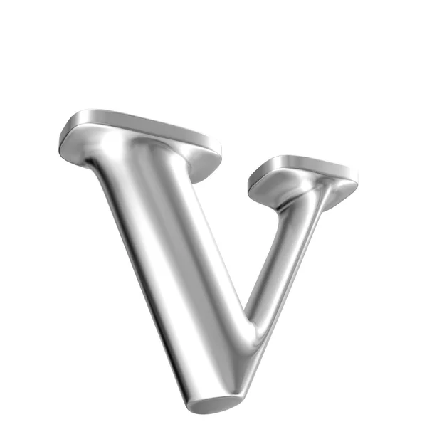 Aluminium font lorewcase letter v in perspective — Stock Photo, Image