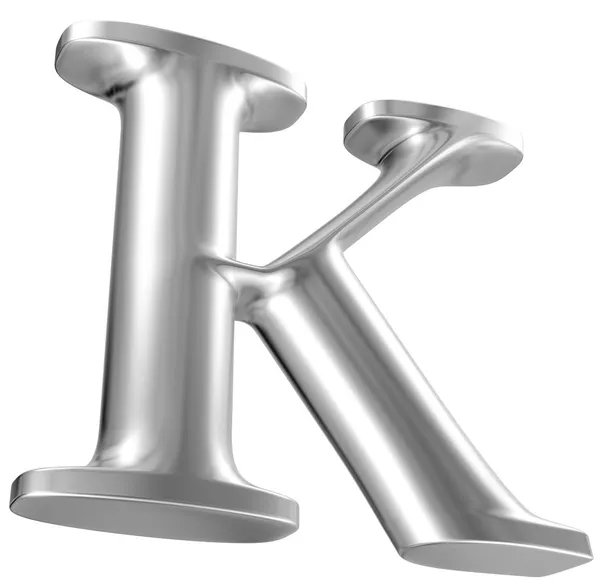 Carattere Aluminium letter K in perspective — Foto Stock