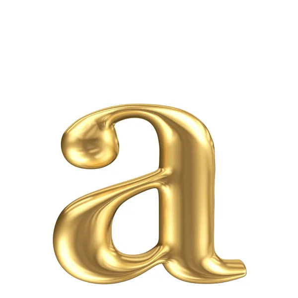 Golden matt letra minúscula a, coleção de fontes de jóias — Fotografia de Stock