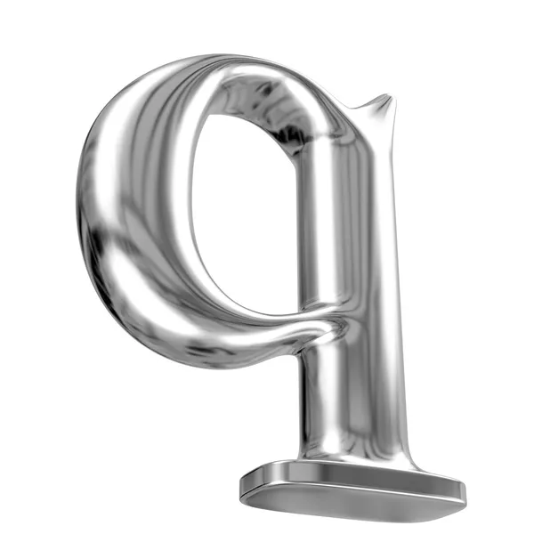 Metal lowercase letter q from chrome solid alphabet — Stock Photo, Image