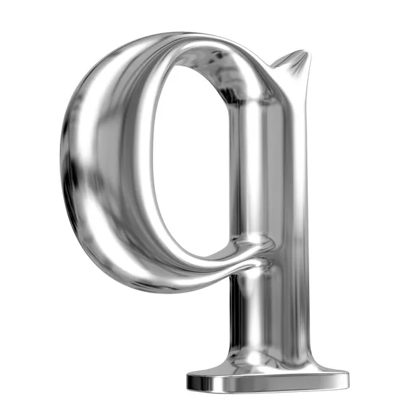 Metal lowercase letter q from chrome solid alphabet — Stock Photo, Image