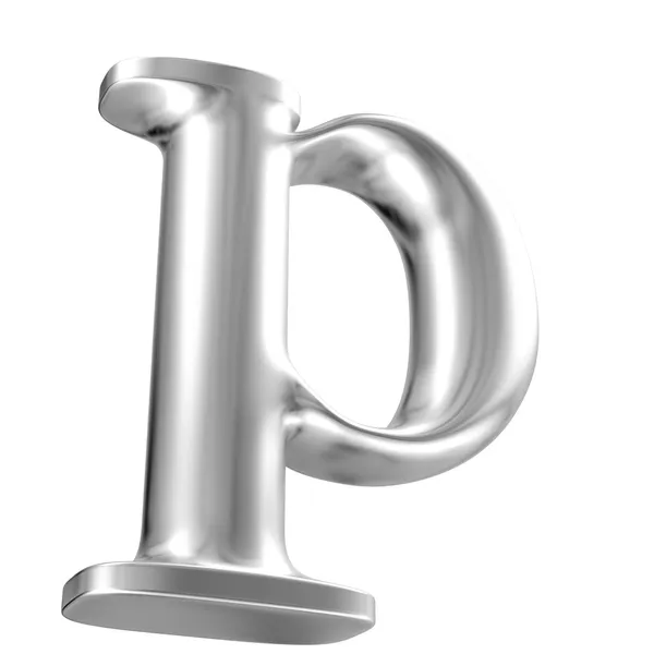 Алюмінієвий шрифт коричневої літери p в перспективі — стокове фото