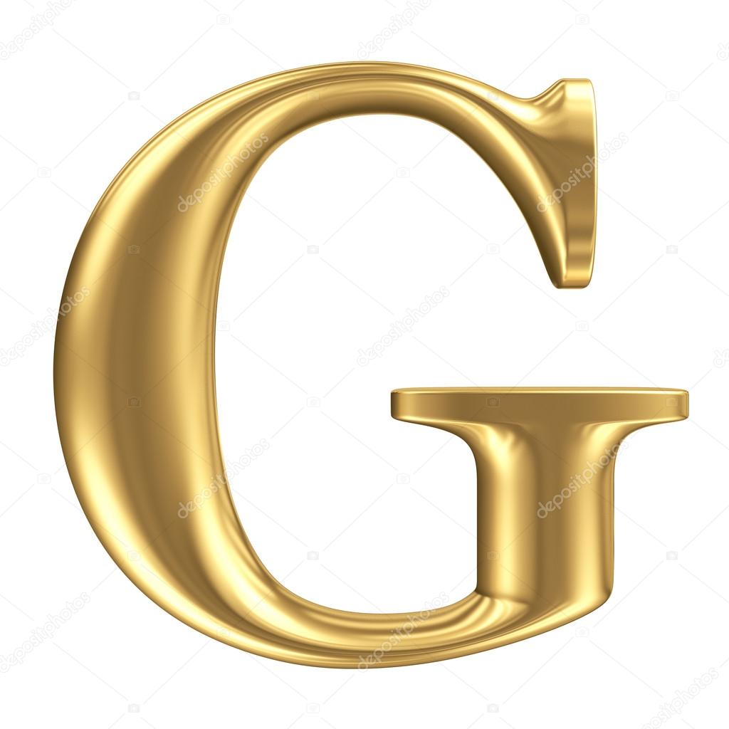 Golden matt letter G, jewellery font collection
