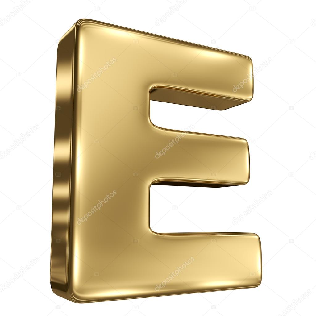 Letter E from gold solid alphabet — Stock Photo © smaglov 34328319